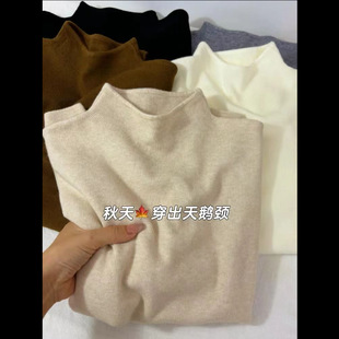 Han Manhui Shengyang Half-high Neck Base Shirt Sweater Autumn and Winter New Korean-style All-match Slim-fit Sweater Elegant Western Style