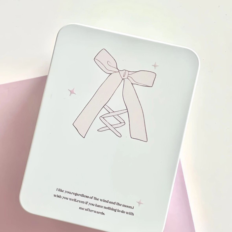 ガールズイン収納韓国風かわいいデスクトップブリキ箱素材ステッカー高価値収納ボックスフリップカード防水|undefined