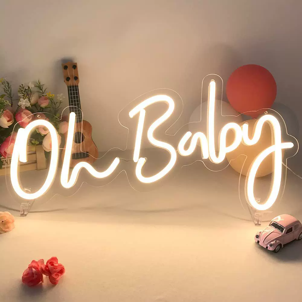 跨境亚马逊爆款小夜灯led霓虹灯oh baby 发光字招牌婚礼装饰灯