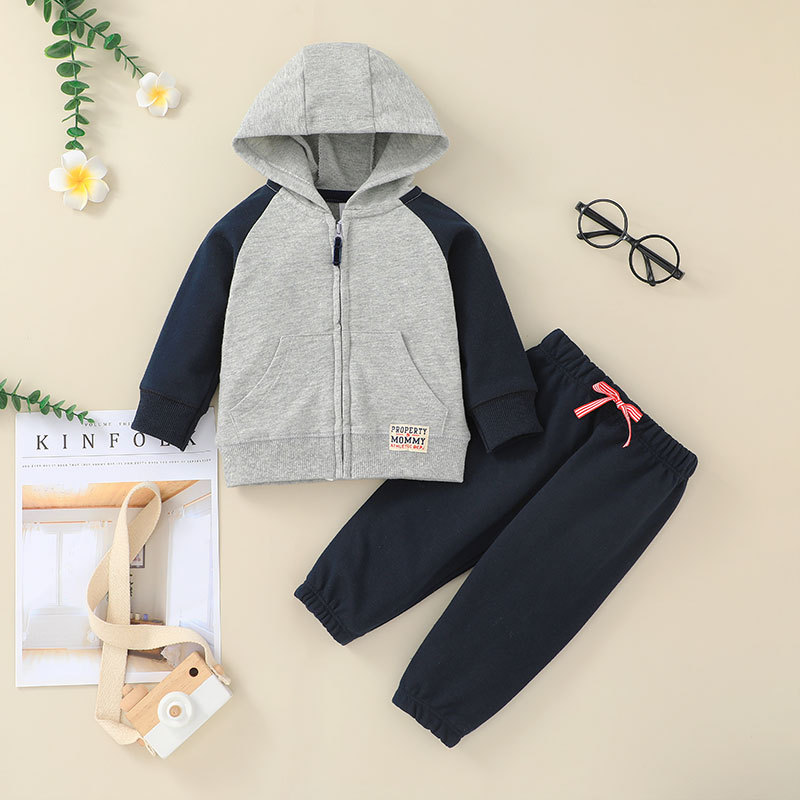Fashion Children's Hooded Zipper Jacket Trousers Two-piece Set Wholesale Nihaojewelry display picture 4