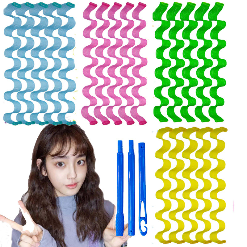 Transfronterizo multi-Tamaño de rollo de huevo ondulación del agua palo de curling manual de bricolaje Pelo Rizado artefacto updo artefacto no duele el pelo rizado