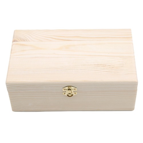 Rectangular wooden storage box, hinged solid wood gift box, creative lockable storage box