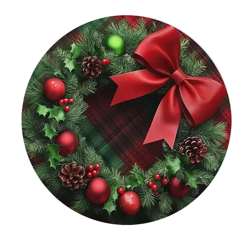 Transfronterizos Amazon temu Navidad lino redondo almohadilla de mesa de corte borde artesanía cocina almohadilla de mesa de comedor