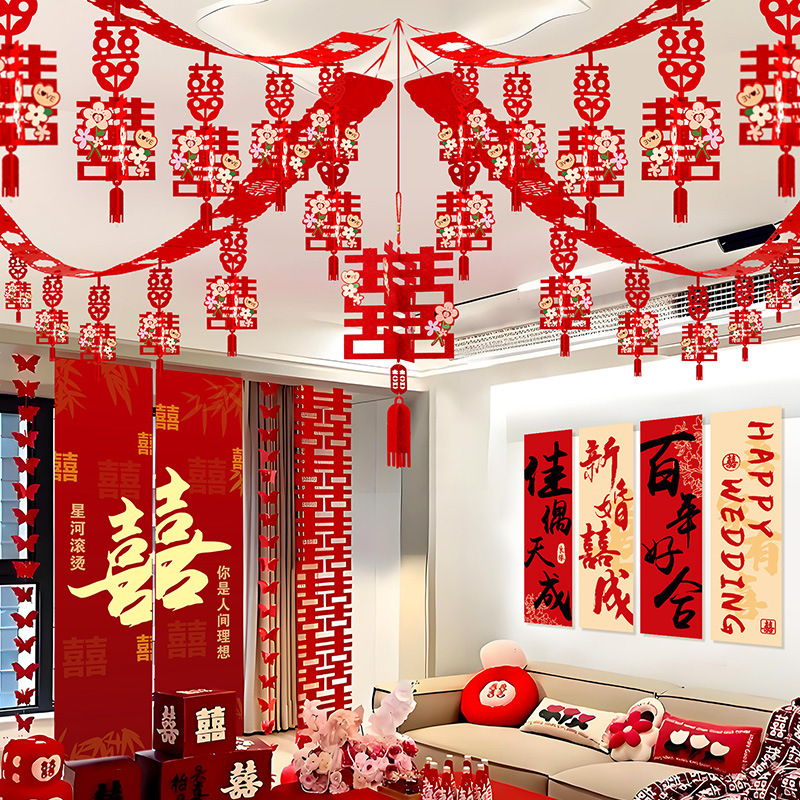 2025 nuevo diseño de la sala de estar boda techo de boda flor de decoración techo de boda rural nueva casa set