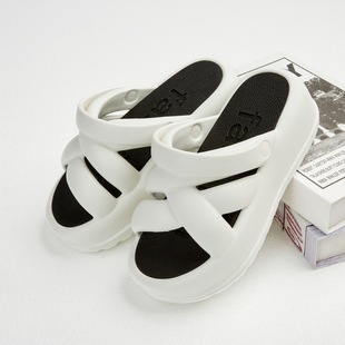 New Thick-Soled Slippers for Women, Summer Fashion, Outdoor Heightening, Casual, Versatile, Roman Two-Wear Platform Shoes with Poop Feeling