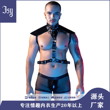 JSY黑色仿皮男士情趣制服夜店酒吧透视男同情趣内衣纯欲诱惑9122