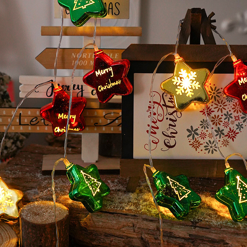 Transfronterizos LED Navidad decoración galvanizado esfera pequeña lámpara de cadena de luz de color estrella luz de árbol de Navidad luz de atmósfera de control de voz