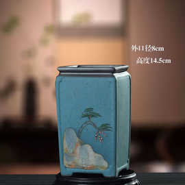 复古陶瓷花盆一件代发紫檀赤楠绿植老桩室内景观花卉盆景陶罐E18