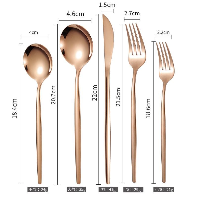 Set de cubiertos de acero inoxidable portugués, 4 piezas doradas, ideal para carne y Amazon comercio transfronterizo, cuchillo tenedor y cuchara