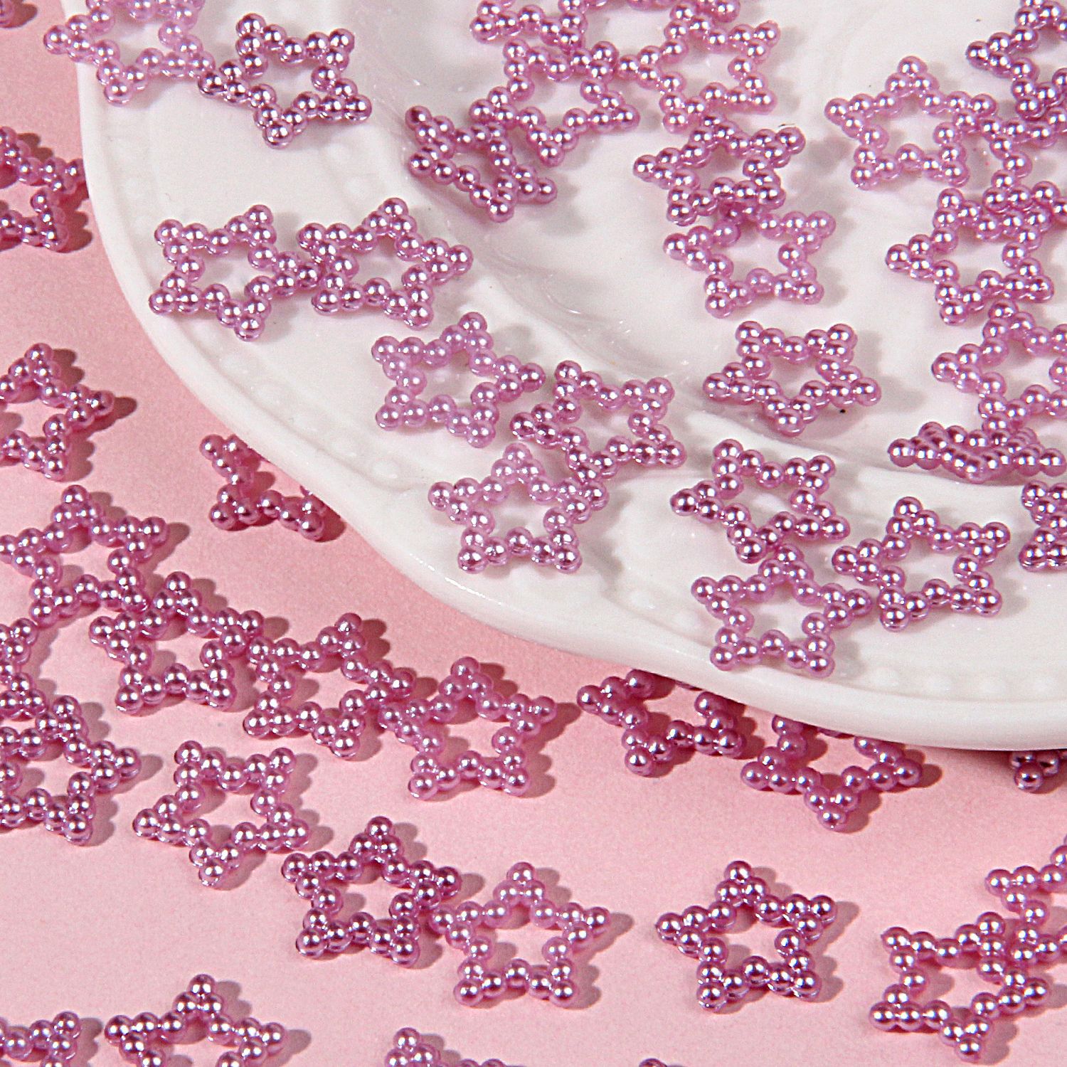 Artificial ABS perla hueco estrella de cinco puntas DIY crema teléfono móvil Shell material tocado accesorios fábrica ventas directas