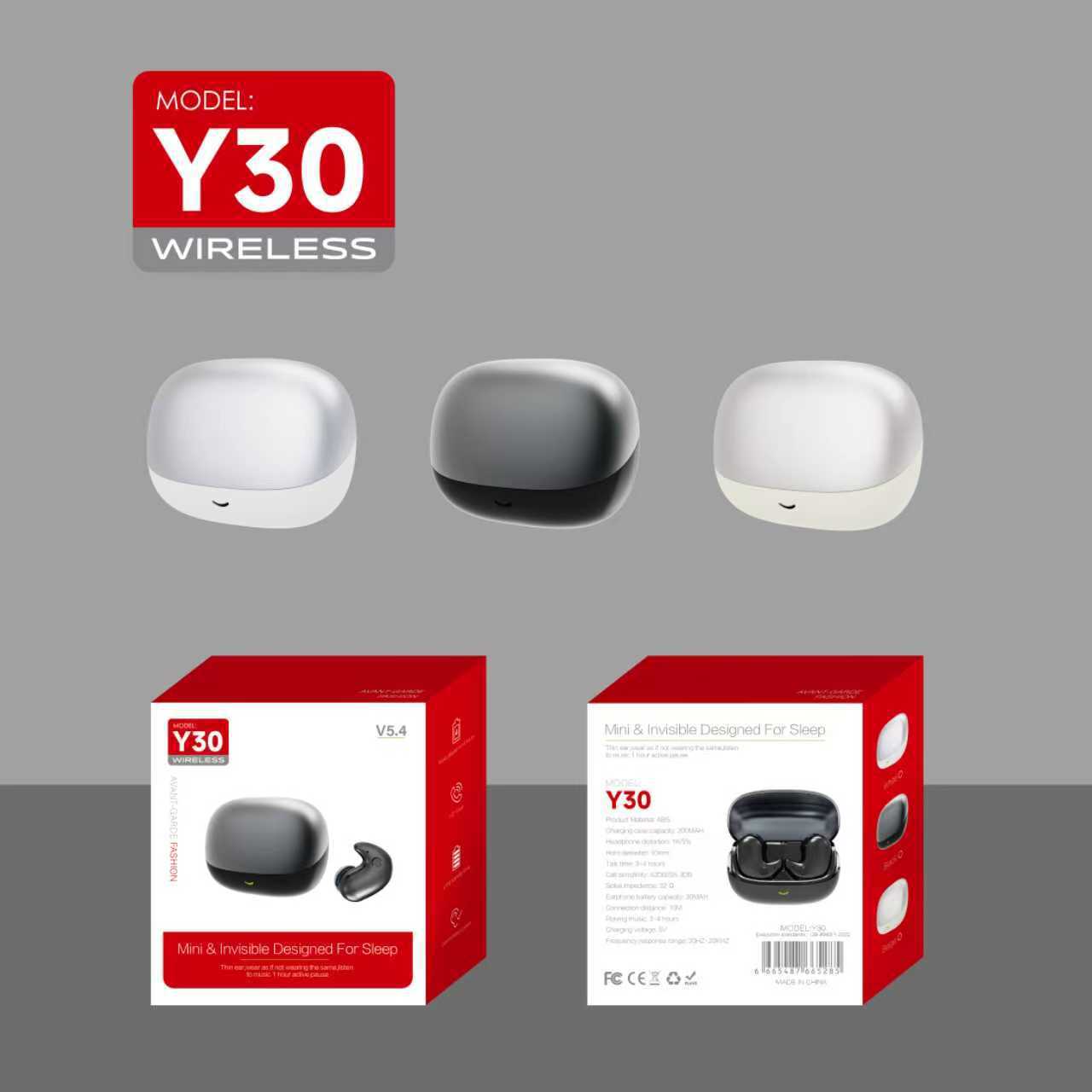 Tiktok's Cross-Border Hit Y30 Wireless Bluetooth Earphones, High-Quality Mini Ultra-Small Non-In-Ear Invisible Sleep Earphones