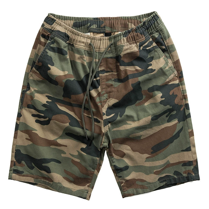 Мужские camouflage штаны для отдыха, ретро-шорты, эластичный пояс, свободный прямой крой, оптом