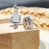 Earrings hip-hop style, zirconium suitable for men and women for beloved, European style, wish