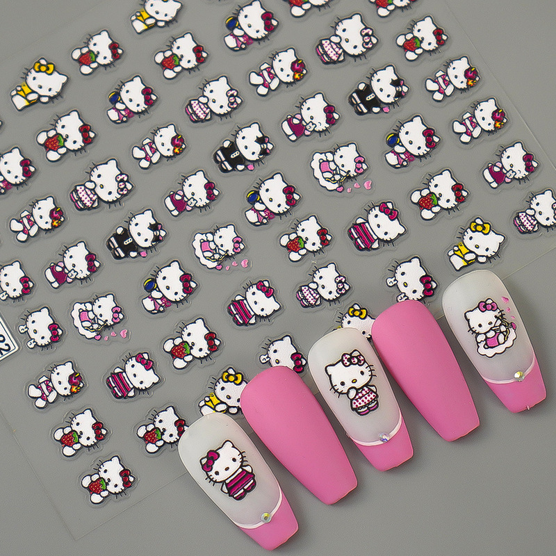 Redanco new 5D embossed nail art stickers cartoon KT Hello Kitty three-dimensional adhesive nail decal M-1242