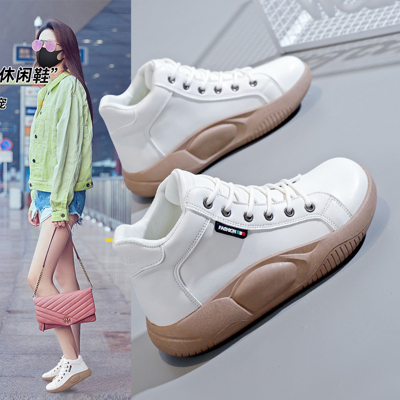 2023 Spring Autumn New INS Korean Edition High Top Little White Shoes Female Student Versatile Muffin Shoes Women's Sneakers 5895
