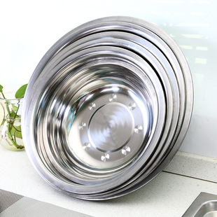 Stainless Steel and Basin Round Kitchen Household Deepened Thickened Basin Extra Large Soup Basin Egg-beating Vegetable Basin Washbasin