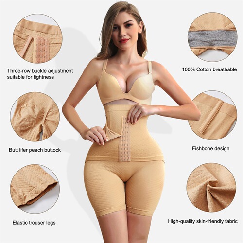 Women's New Seamless Abdominal Cinching Pants High-Waisted Postpartum Repair Shaping Pants Abdominal Cinching, Button Shaping Flat-Bottom Underwear