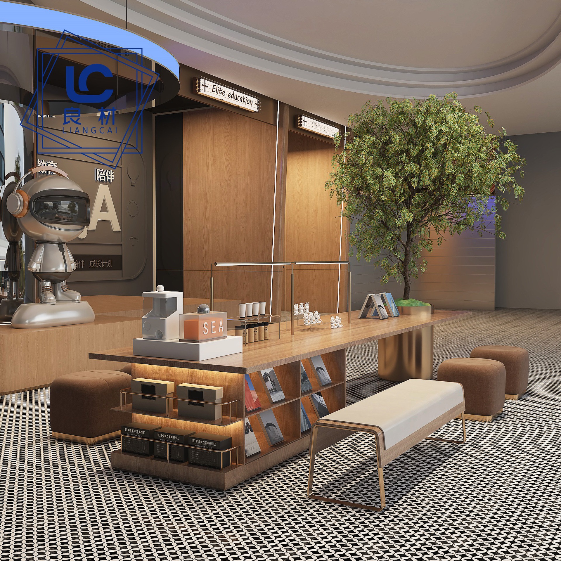 Wabi-Sabi Style Solid Wood Library Study Table Hotel Lobby Desk Book Bar Reading Room Leisure Reception Area Customization