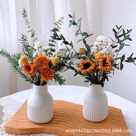 ins天然真花风干向日葵干花花束尤加利叶客厅卧室家居摆设礼物发