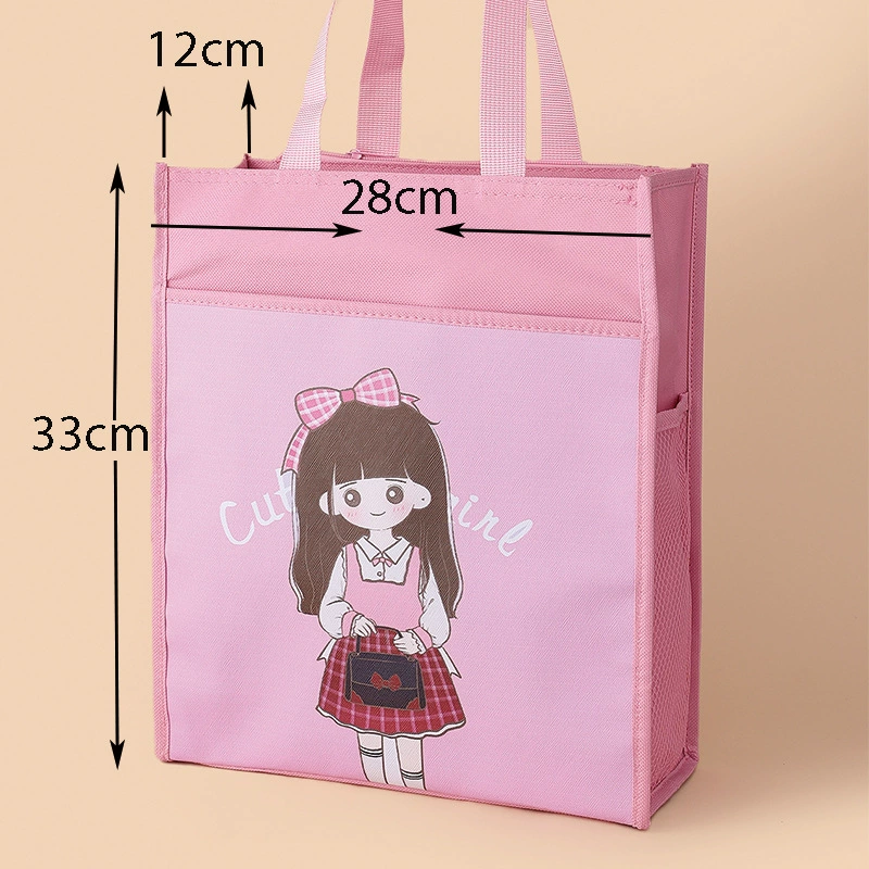 Handheld cartoon cute study bag, foldable linen bag, oxford cloth, increased thickness