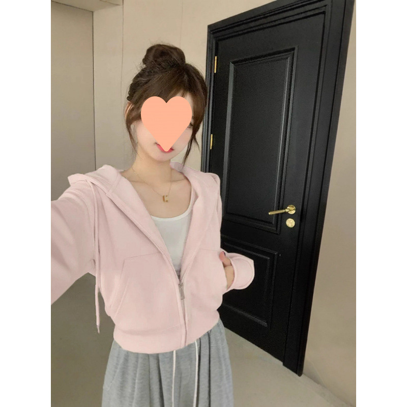 连帽拉链卫衣外套女宽松2025新款百搭休闲薄款短款即墨卫衣开衫女|undefined
