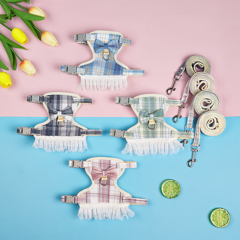 Nuevo gato Chaleco de tracción cuerda anti-rotura pequeño perro oso de peluche Bomei correa para el pecho vestido de princesa ropa