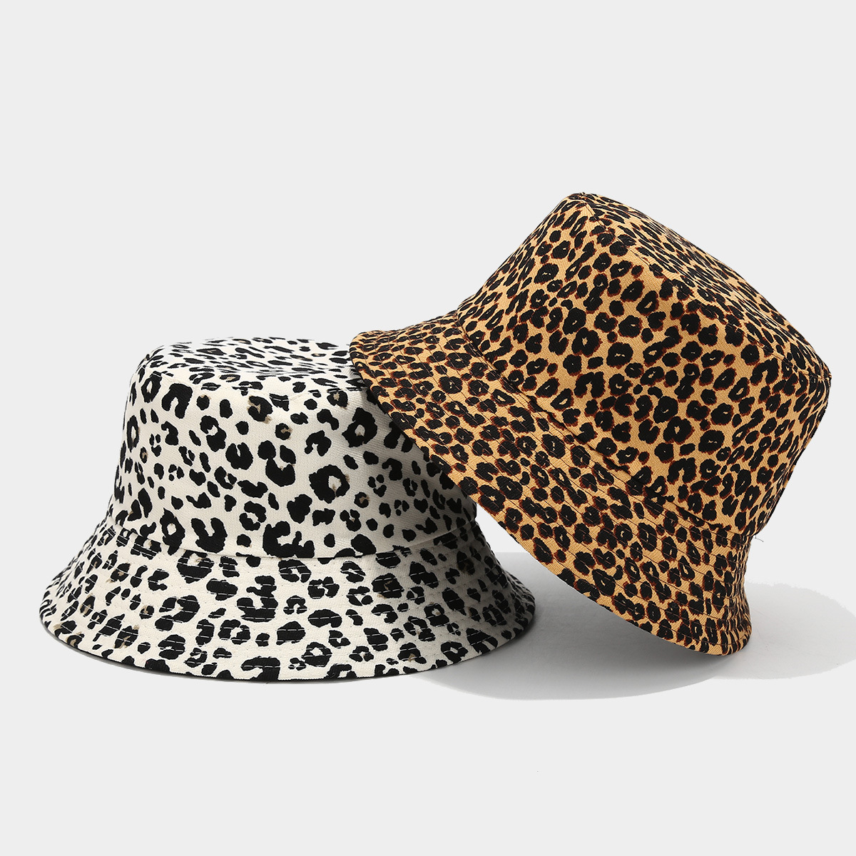Comercio exterior nuevo retro leopardo meleece sombrero para mostrar la cara de una pequeña dama otoño y invierno al aire libre sombrero de pescador de sombra solar