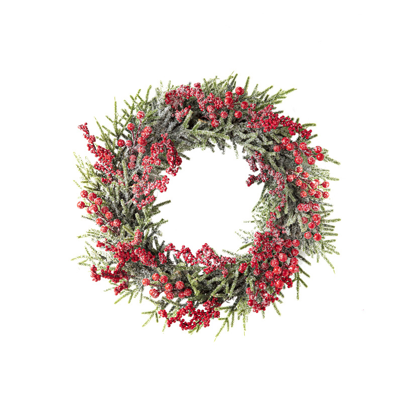 Guirnalda navideña de bayas rojas, adorno colgante para puerta, mini árbol de Navidad, decoración navideña