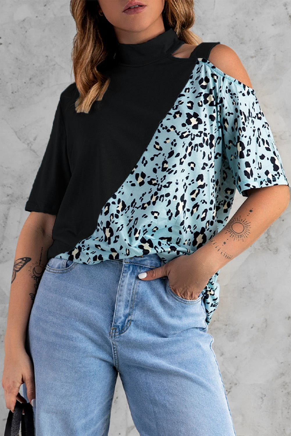 Women's T-shirt Short Sleeve T-shirts Patchwork Fashion Leopard display picture 3