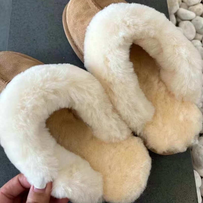 薄底星拖桑坡村皮毛一体雪地靴女一脚蹬羊毛鞋加绒加厚毛拖鞋|undefined