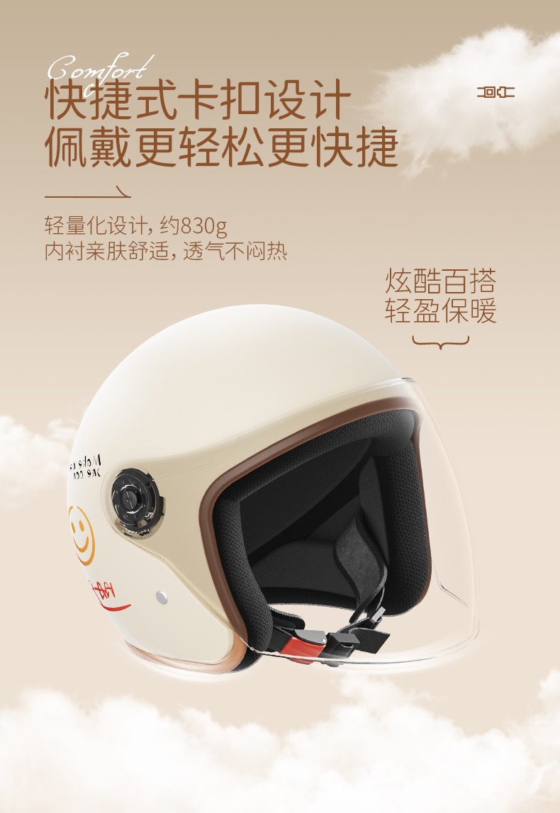 New National Standard Women's Electric Bike Helmet Winter Warm Men's and Women's Half Helmet Motorcycle Helmet Women's Electric Bike Helmet
