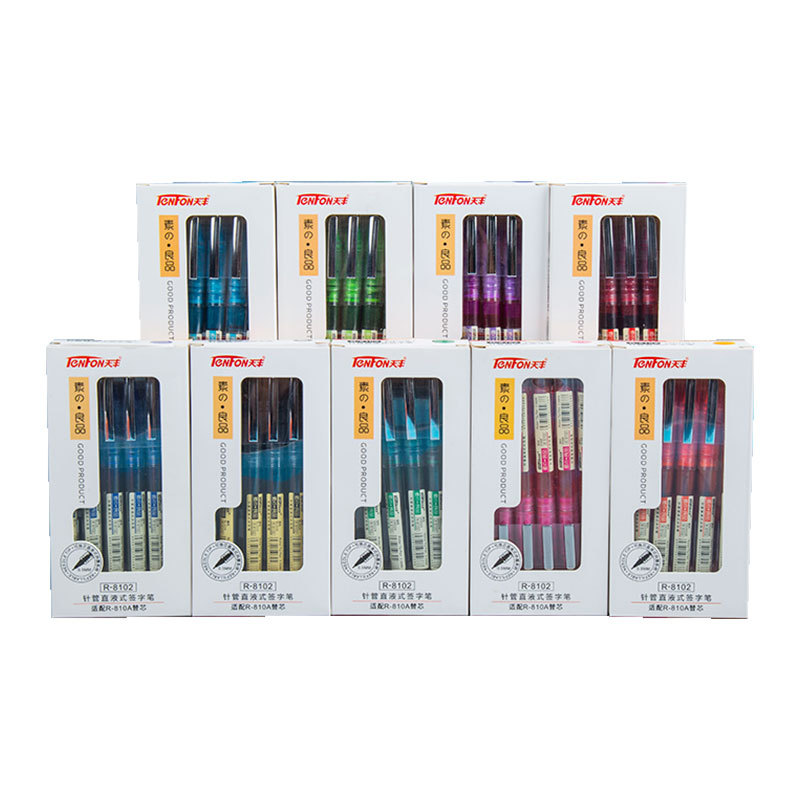 R8102 pluma de agua líquida recta estudiante Oficina papelería recta bolígrafo líquido de gran capacidad 0,5mm gel pluma