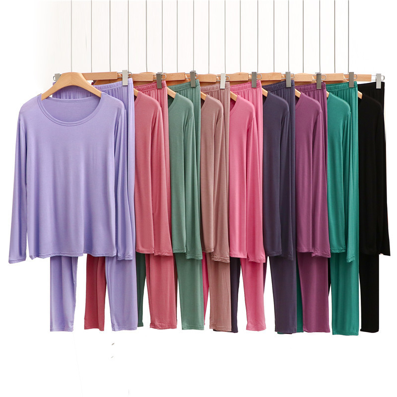 Plus size women's long-sleeved underwear, suit autumn and winter thin underwear, modal casual pajamas for women