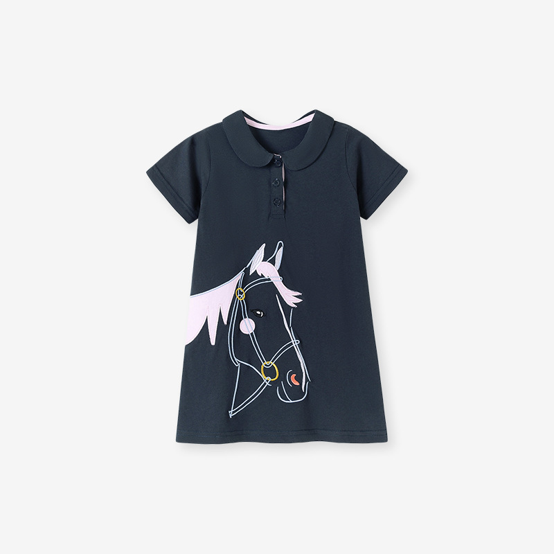 Little maven fábrica al por mayor vestido de niña falda de manga corta transfronteriza para niños falda de verano europea y americana