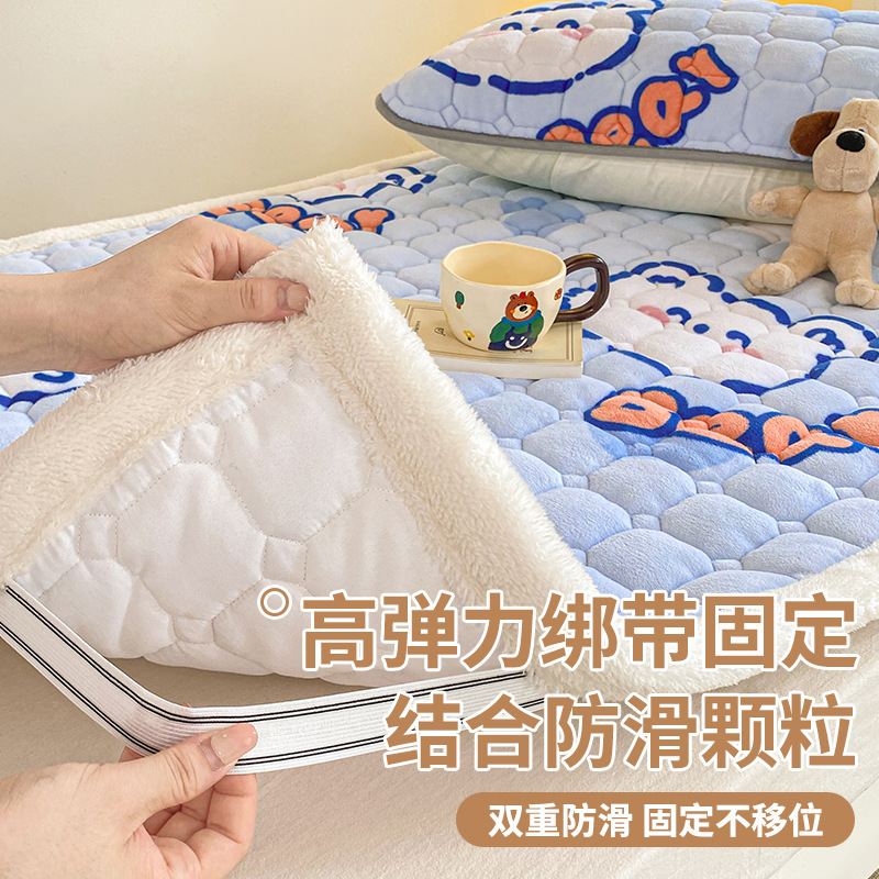Colchón de invierno de lana de leche para dormitorios de estudiantes de cama individual estofado estofado de manta de lana de coral gruesa estofado
