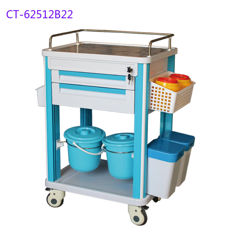 护理治疗车ABS仪器车多功能双抽屉带锁治疗推车手术换药车