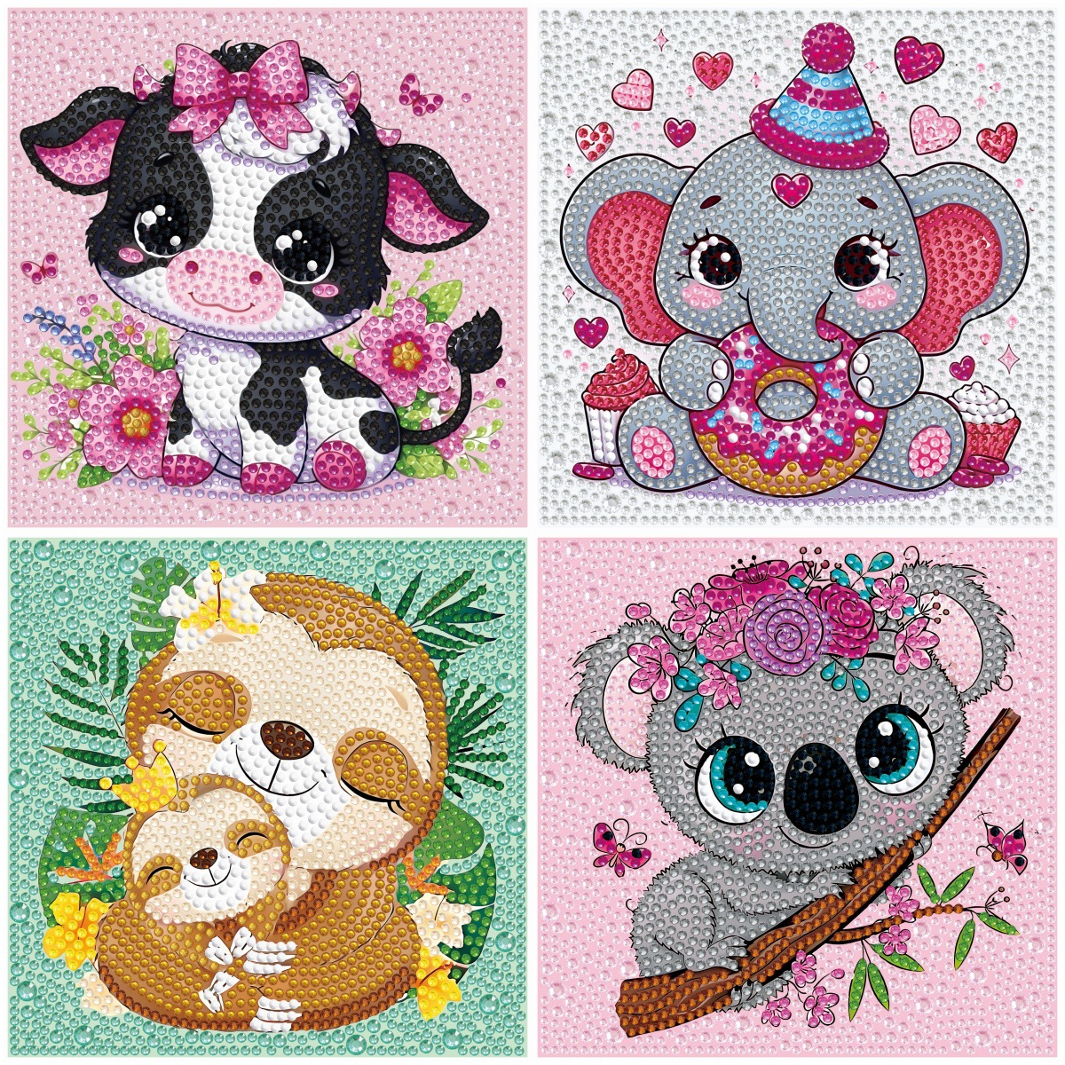 Transfronterizo Amazon nuevo dibujo de diamante infantil diy niña juguetes hechos a mano animal diamante dibujos animados pegatinas