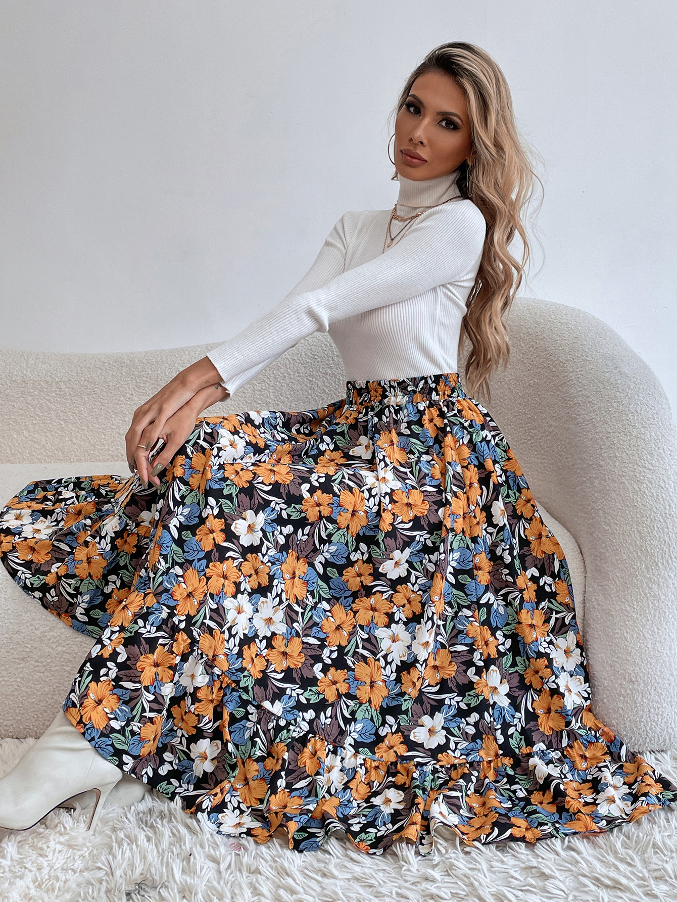 182g Weight Midi Dress Dress Length Type Skirt Dresses Type Spandex, Polyester Fabric Type High Waist Waist Line Inelastic Elasticity Holiday, Daily Occasion Regular Fit Fit Type Ditsy Floral, Leopard Pattern Spring, Autumn Season Women's Gender Casual, Streetwear Style Spring Autumn Casual Streetwear Ditsy Floral Leopard Spandex Polyester Midi Dress Skirts 42