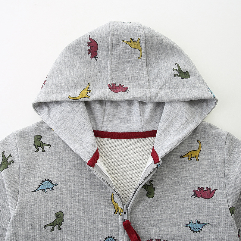 Otoño nuevo chaqueta de niños con capuzas de estilo europeo y americano con cremallera chaqueta de niños de algodón de punto impresa chaqueta de niños