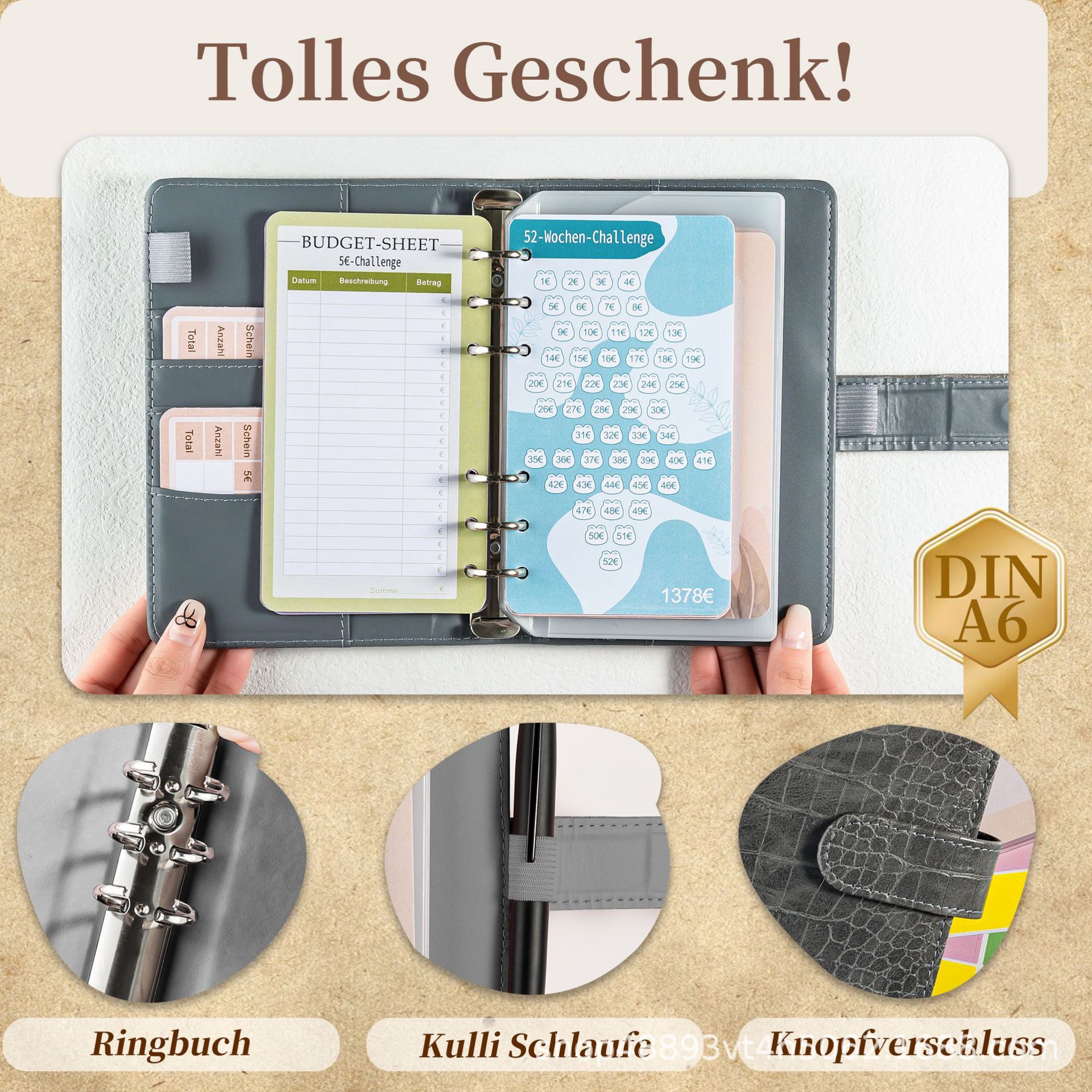 Cross-border A6 patrón de cocodrilo macaron de cuero de la PU de hojas sueltas libro de presupuesto de ahorro en efectivo Diario Libro en stock cuaderno