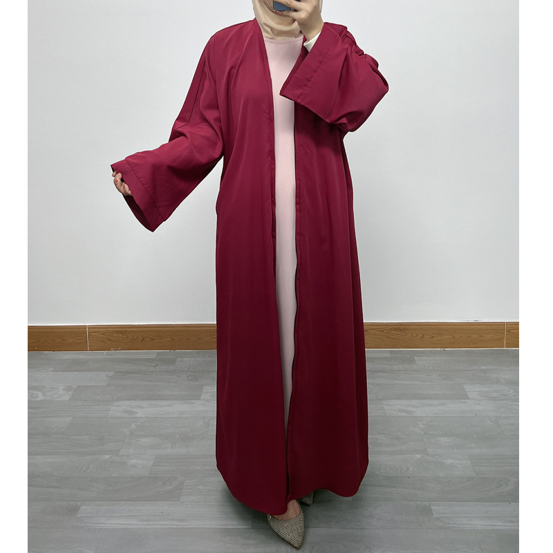 F390 Cross-Border Foreign Trade Middle East Dubai Women's Solid Color Zipper Cardigan Robe In-Stock Fashionable Loose_ecoleips.com