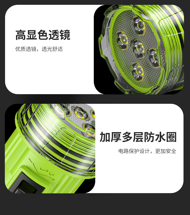 Cross-Border New Led Diving Strong Light Ultra-Bright Waterproof USB Charging Long-Range Long-Life Deep Diving Flashlight for Fishing