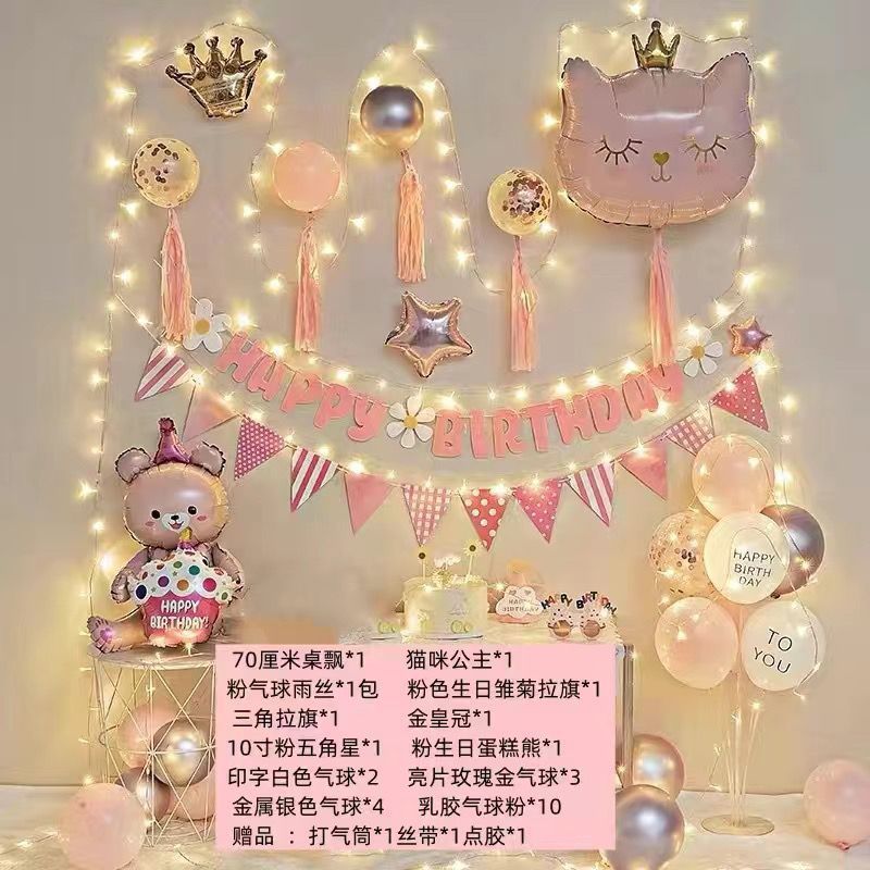 ハッピーバースデーフラグ誕生日装飾男の子女の子パーティーパーティー子供の最初の誕生日ドレスアップ背景壁風船|undefined