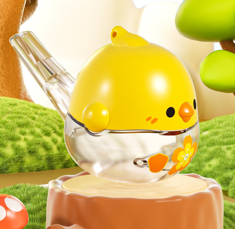 만화 귀여운 치킨 휘파람 - 노란색