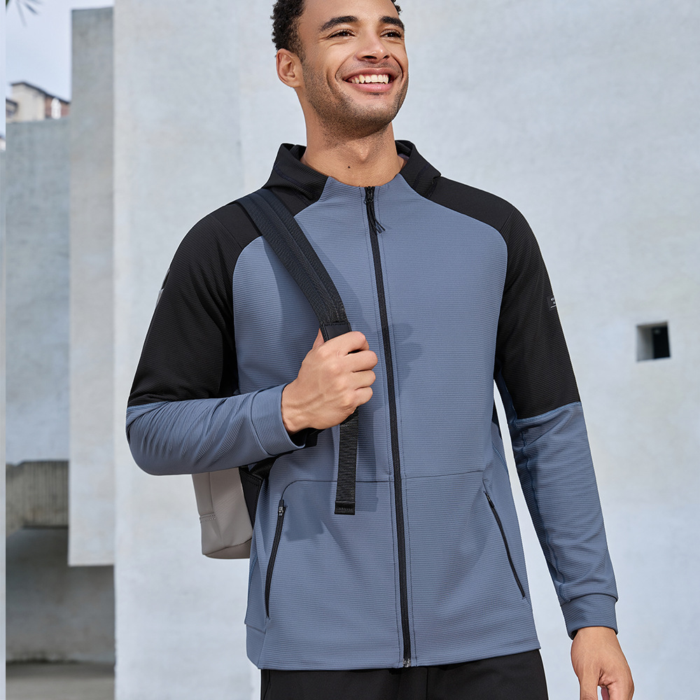 Otoño y invierno nueva chaqueta deportiva al aire libre chaqueta secado rápido chaqueta con capuzas cremallera manga larga ocio entrenamiento de entrenamiento de ejercicio chaqueta