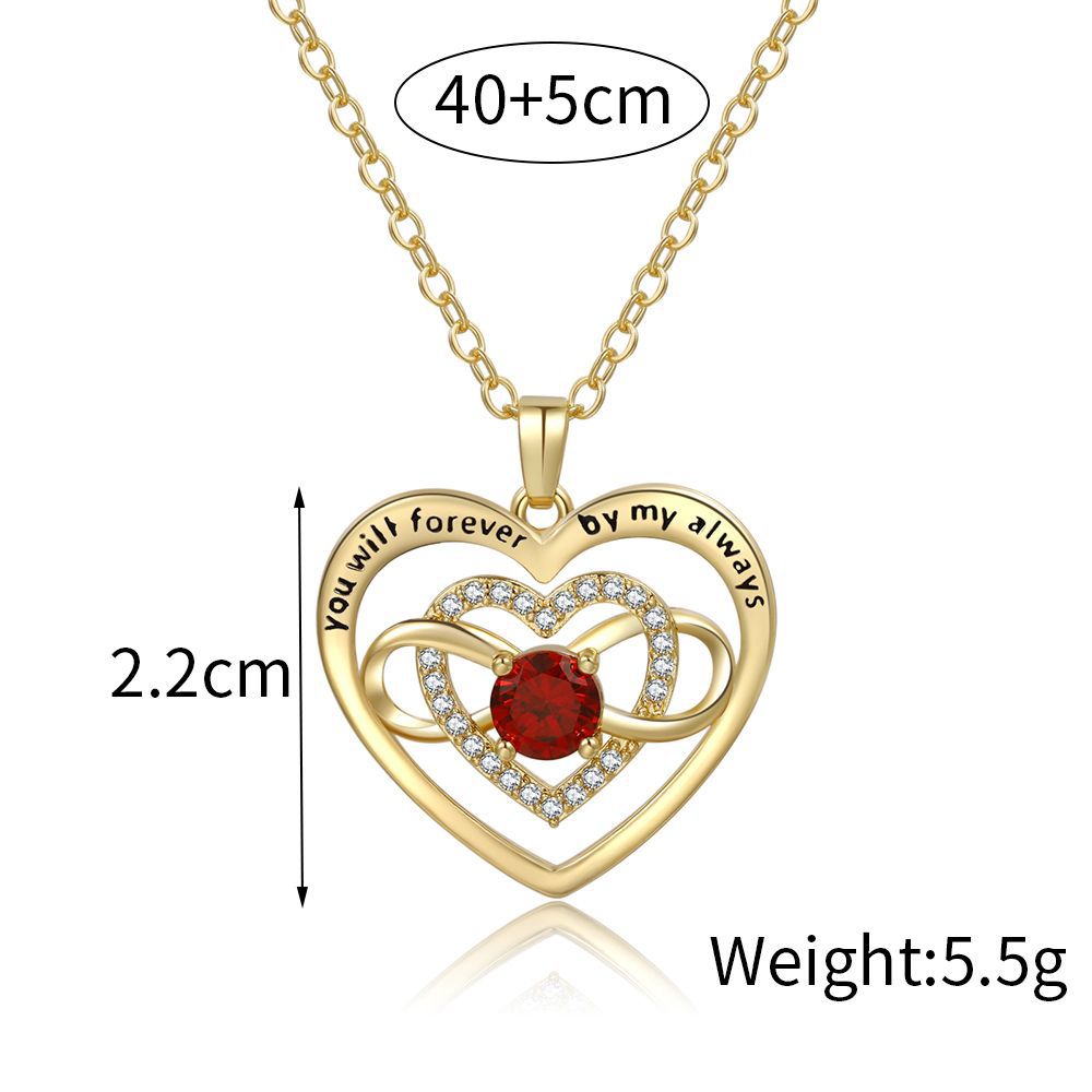 Simple Style Heart Shape Copper Metal Rhinestones Necklace 1 Piece