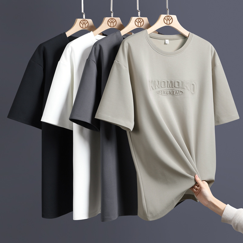 Camiseta de marca moderna para hombre, talla grande 26, nueva camiseta de verano de manga corta, fina, holgada y moderna con estampado.