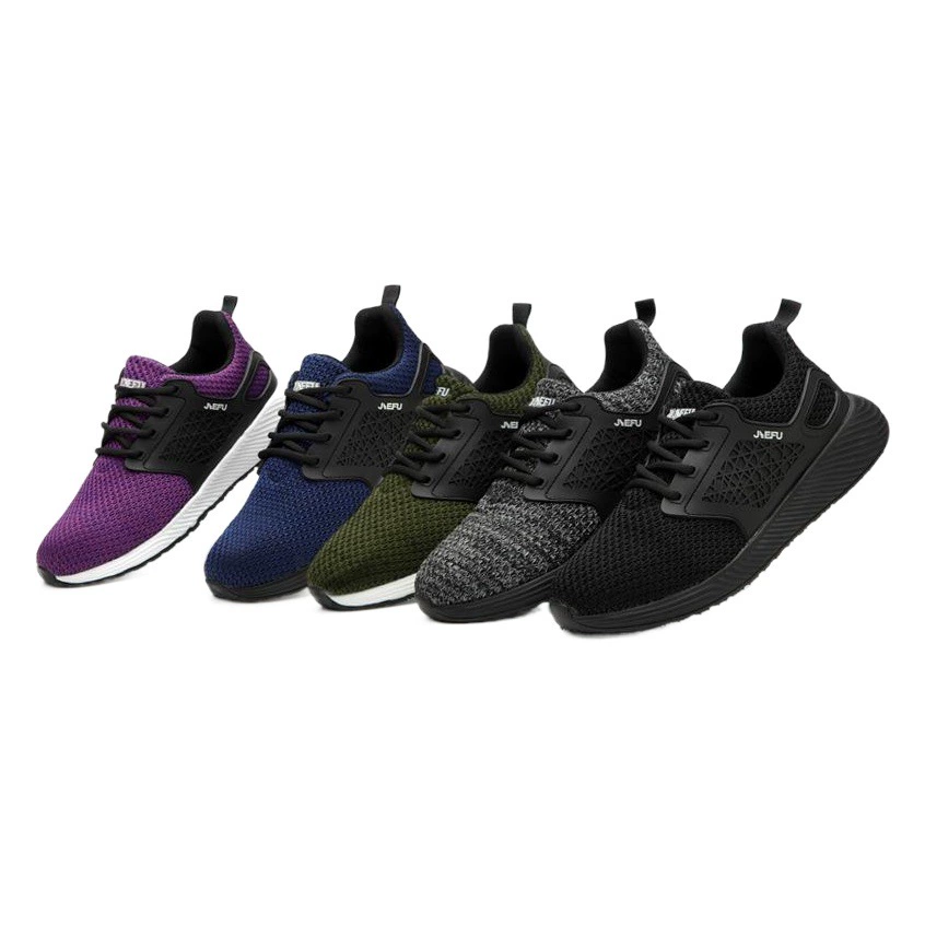 Трансграничная защитная обувь Jiefu Four Seasons Летающая тканая легкая дышащая стальная головка с защитой от ударов и пирсинга Рабочая защитная обувь с изоляцией