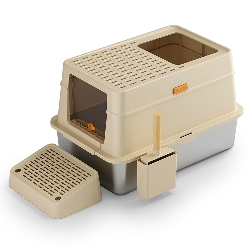 desodorización de acero inoxidable lavabo para gatos desmontable, fácil de limpiar, espesado y anticorrosión transfronterizo inodoro especial para gatos pendiente duradera