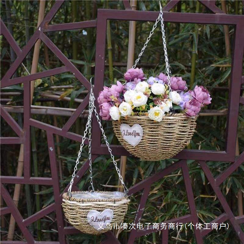 手工编织吊兰花篮吊篮花盆垂吊花盆创意家居装饰品室内盆栽花盆小